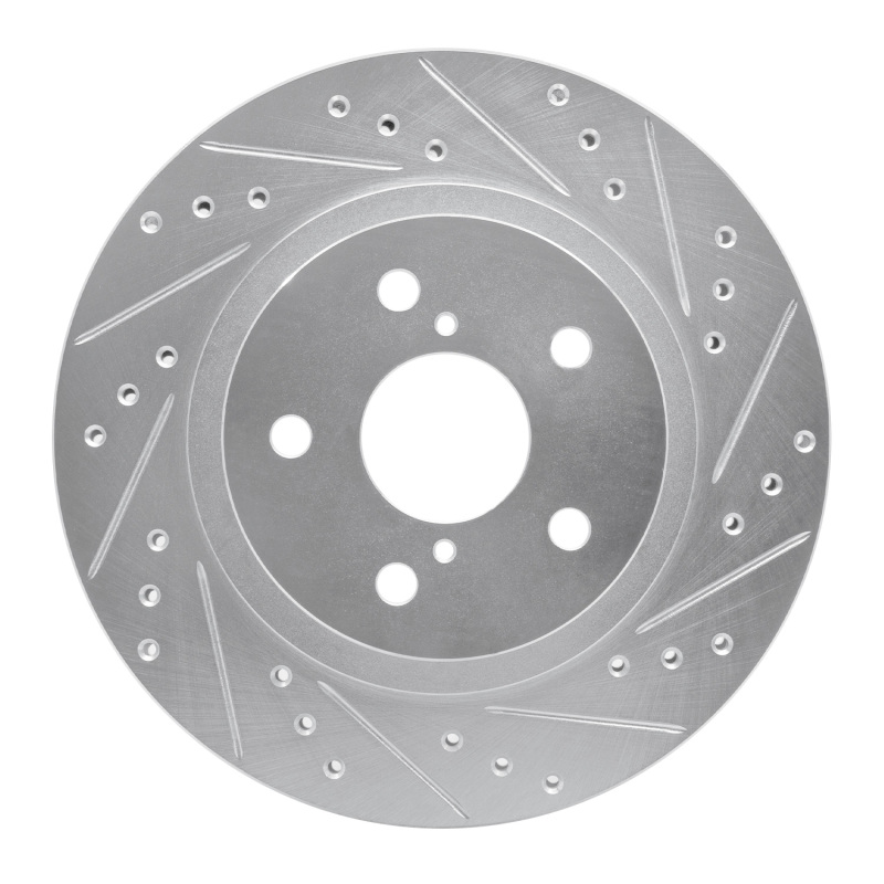 Toyota RAV4 Brake Rotor (1) - Front Right - R1 Concepts - Drilled & Slotted - Silver - `96-`03